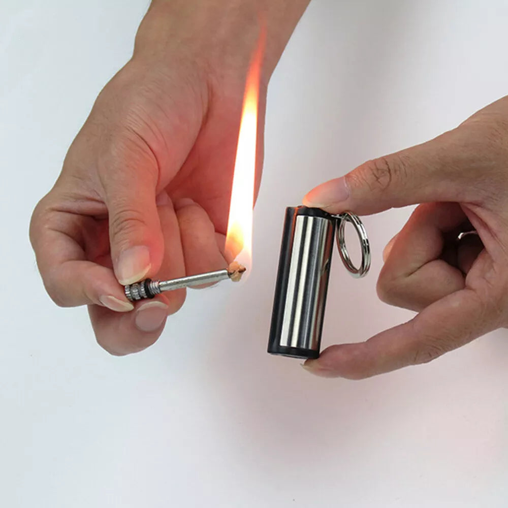 Fire Starter Lighter Waterproof Flint Match Metal Keychain