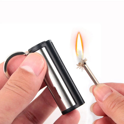 Fire Starter Lighter Waterproof Flint Match Metal Keychain